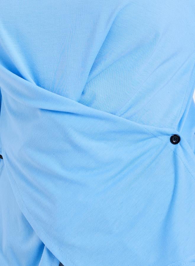 Styli Women Blue Long Sleeve Wrap Top - Image 3